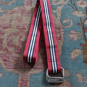 NWOT Brooks Brothers ribbon grosgrain preppy red white blue D ring belt M